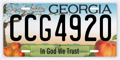 GA license plate CCG4920