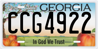 GA license plate CCG4922
