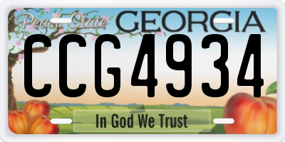 GA license plate CCG4934