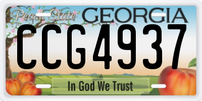 GA license plate CCG4937