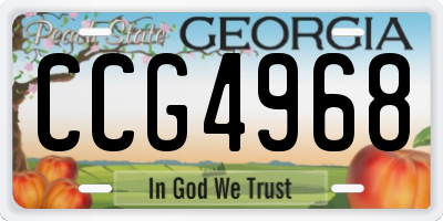 GA license plate CCG4968