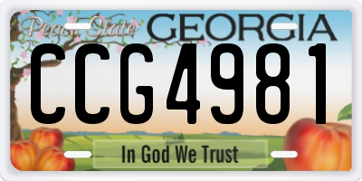 GA license plate CCG4981