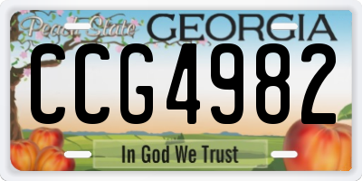 GA license plate CCG4982