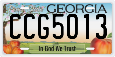 GA license plate CCG5013