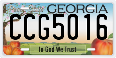 GA license plate CCG5016