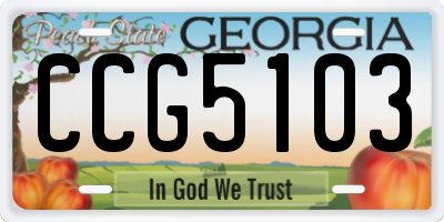 GA license plate CCG5103