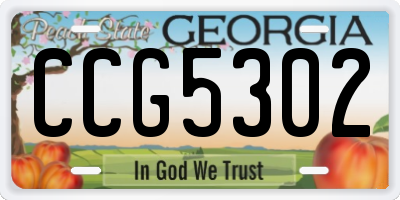 GA license plate CCG5302