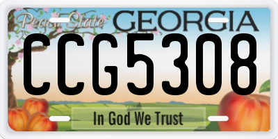 GA license plate CCG5308