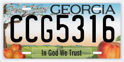 GA license plate CCG5316