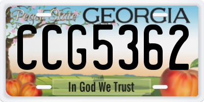 GA license plate CCG5362