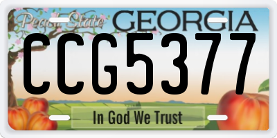 GA license plate CCG5377
