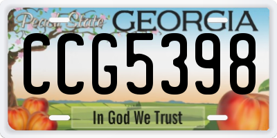 GA license plate CCG5398