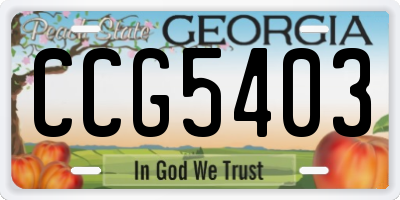 GA license plate CCG5403