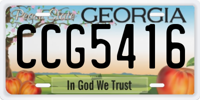 GA license plate CCG5416