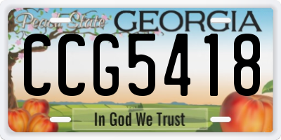 GA license plate CCG5418