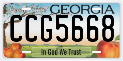 GA license plate CCG5668