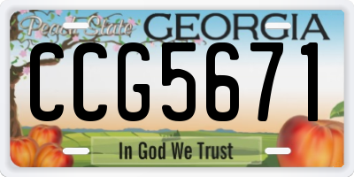 GA license plate CCG5671