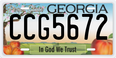 GA license plate CCG5672