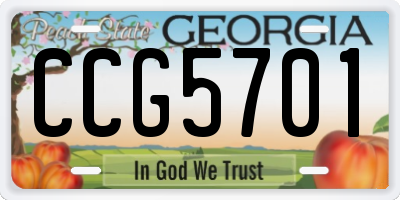 GA license plate CCG5701