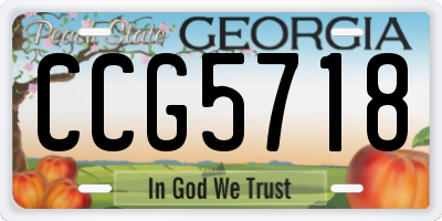 GA license plate CCG5718