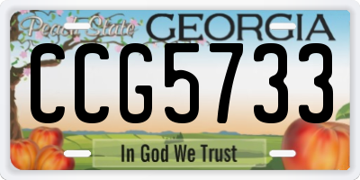 GA license plate CCG5733