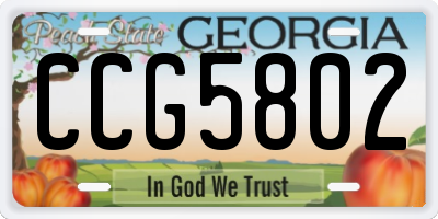 GA license plate CCG5802
