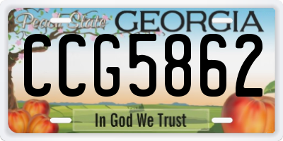 GA license plate CCG5862