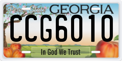 GA license plate CCG6010