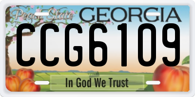 GA license plate CCG6109