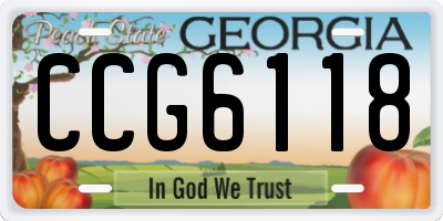 GA license plate CCG6118