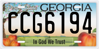GA license plate CCG6194
