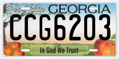 GA license plate CCG6203