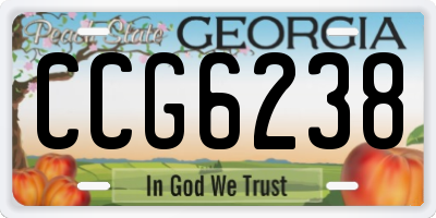 GA license plate CCG6238