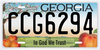 GA license plate CCG6294