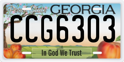 GA license plate CCG6303