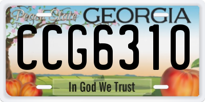 GA license plate CCG6310