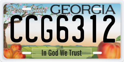 GA license plate CCG6312