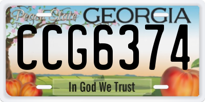 GA license plate CCG6374