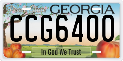 GA license plate CCG6400