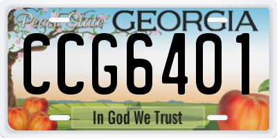 GA license plate CCG6401