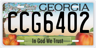 GA license plate CCG6402