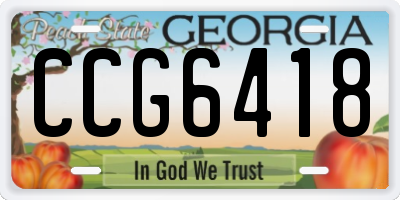 GA license plate CCG6418