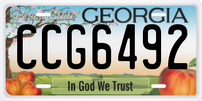 GA license plate CCG6492
