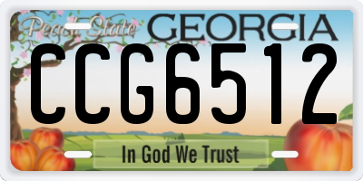 GA license plate CCG6512