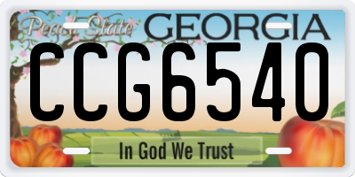 GA license plate CCG6540