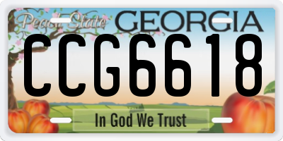 GA license plate CCG6618