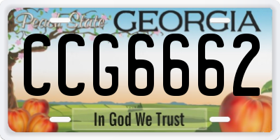 GA license plate CCG6662