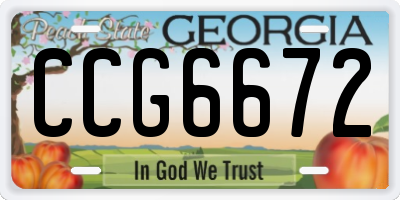 GA license plate CCG6672