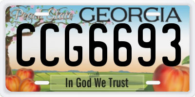 GA license plate CCG6693