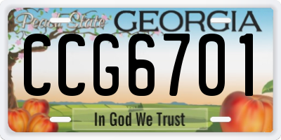 GA license plate CCG6701
